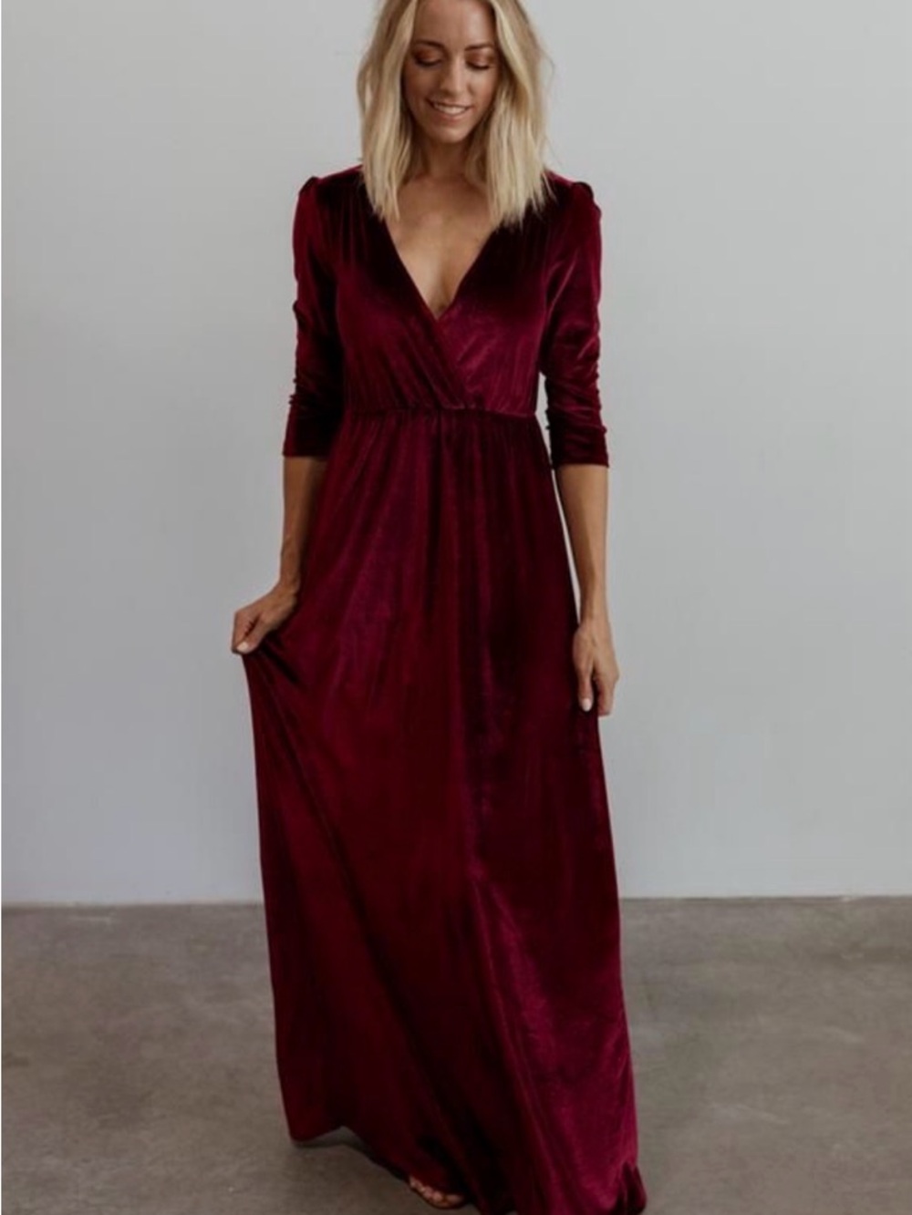 Baltic Born Burgundy Velvet Wrap-Style Dress